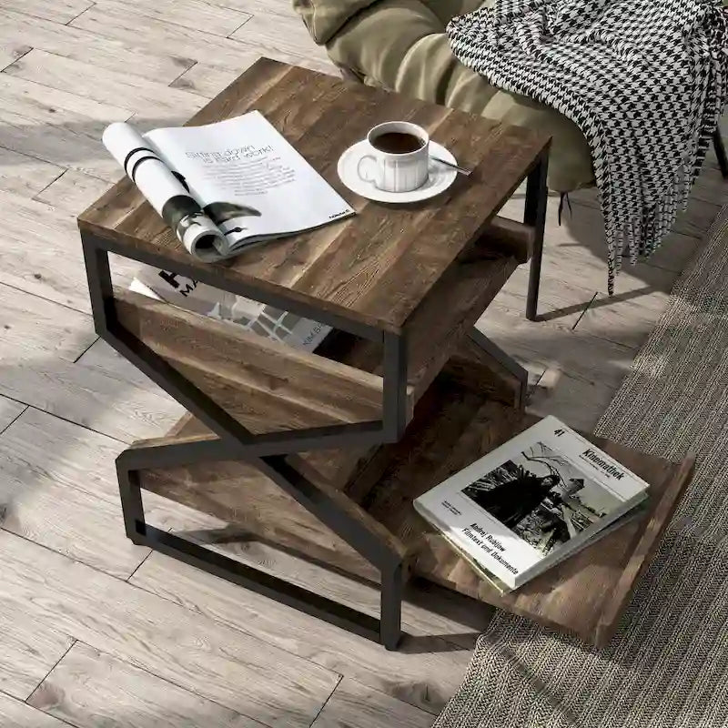 Denhour DH BASIC 17-Inch Metal Industrial End Table with 1 Open Shelf - image 3