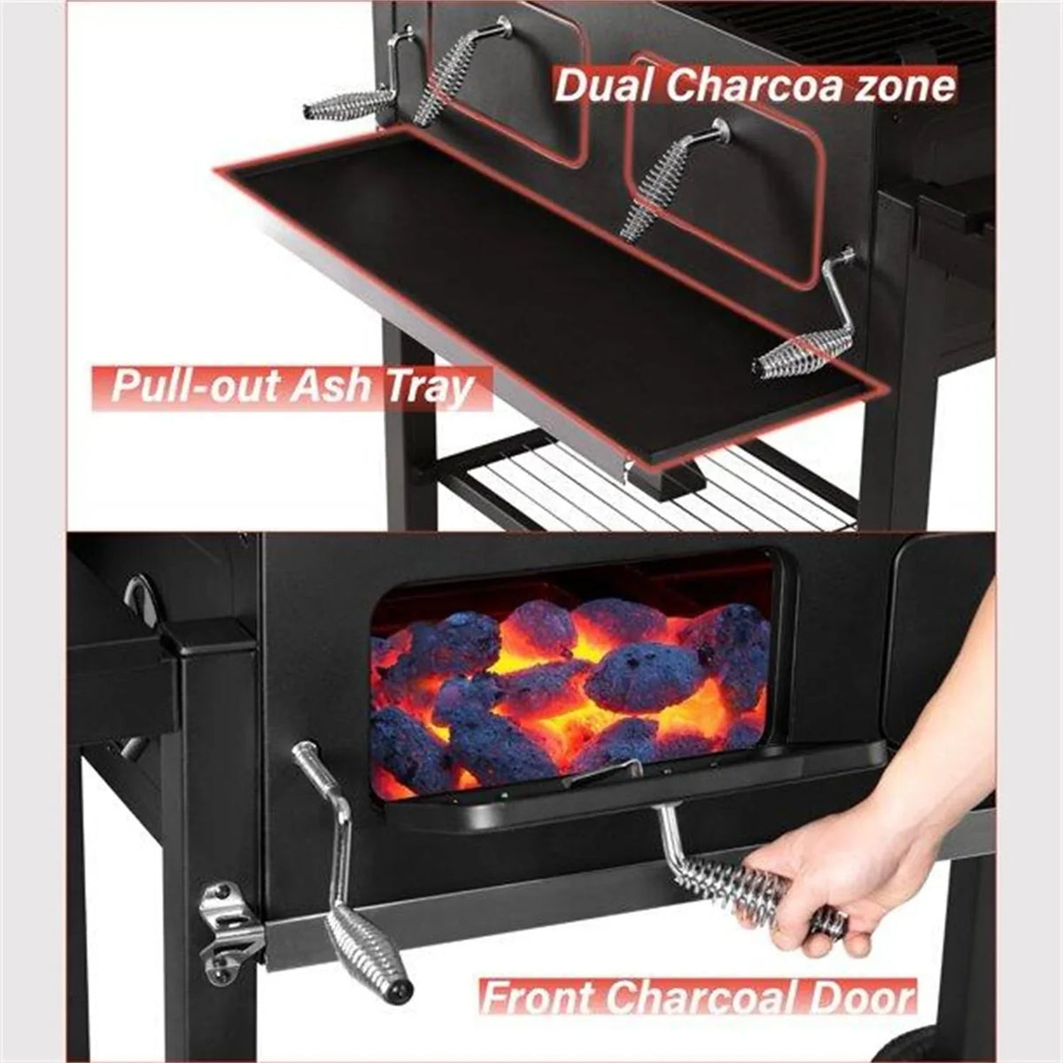 34'' Charcoal Grill Extra Large Portable BBQ  Grill, Black - image 6