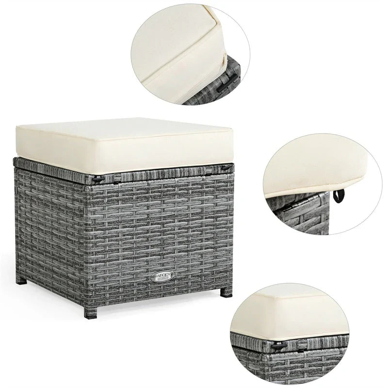 7 Pcs Rattan Patio Dining Furniture Sectional Sofa Set with Dining Table, Ottomans & Cushions - image 11