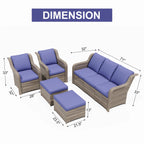 Ainfox 7 Pcs Outdoor Patio Furniture Sofa Set on Sale, Grey Rattan Grey Cushion - image 53