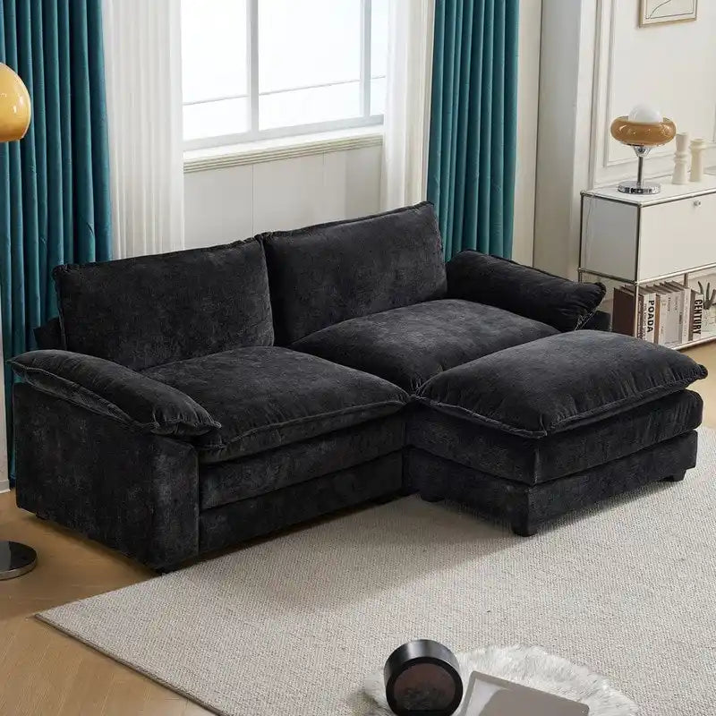 Chenille Two-Seater Sofa with Footstool - 2+1 Indoor Double Bag, Dimensions: 217*141*85 - image 2