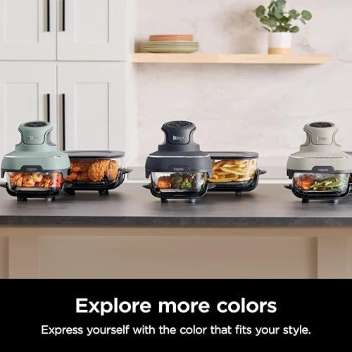 4 in 1 Portable Glass Air Fryer Cooking System, 4QT & 6 Cup Glass Containers with Storage Lids, Easy Meals, Microwave, Freezer & Dishwasher Safe, Air Fry, Bake & More, Cyberspace, FN101GY - image 15