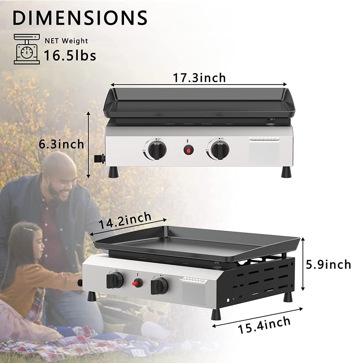 2/3/4 Burner Gas Griddle-Outdoor Propane Griddle-BTU Propane Fuelled. Portable Flat Top Gas Grill Camping Griddle Station with Side Shelves for Kitchen - image 4