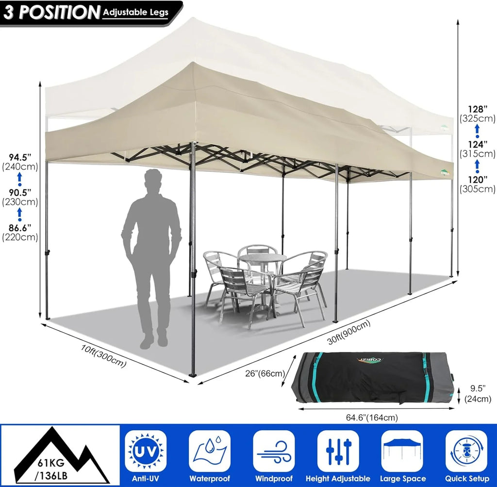 COBIZI 10x20 Heavy Duty Pop up Canopy Tent with 6 sidewalls Easy Up Commercial Outdoor Canopy Wedding Party Tents for Parties All Season Wind & Waterproof Gazebo with Roller Bag,Black(Frame Thickened) - image 188