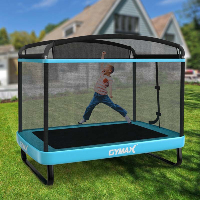 6 FT Kids Trampoline with Swing & Safety Fence, ASTM Approved Toddler Rectangle Trampoline for 3-8 Year Old - image 14