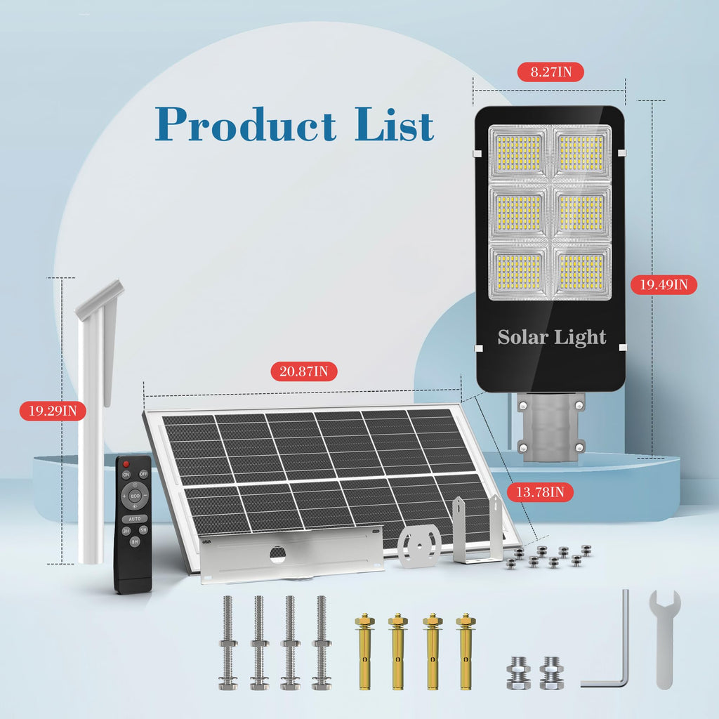 Tri-Color Solar Street Lights Outdoor - 5800W Solar Parking Lot Lights Commercial with 3 Color Temperatures, Solar Street Light Dusk to Dawn Street Lights Solar Powered for Outside Yard Garden - image 5