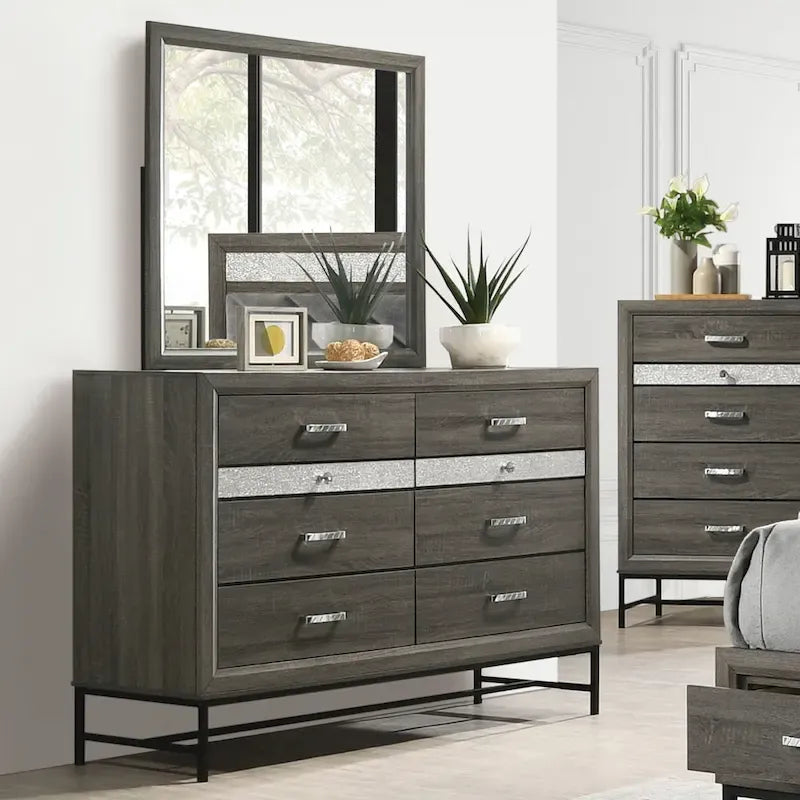 Contemporary Grey 6-Piece Platform Bedroom Set by Furniture of America - Heinisk Collection - image 5