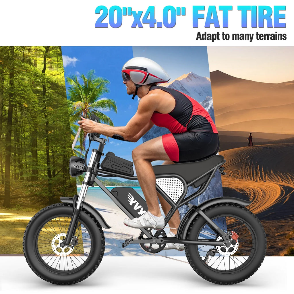 YVY 1500W Electric Bike for Adults, 33MPH 20'' Fat Tire Electric Motorcycle, 48V 20AH Removable Battery, 30 - 60 - image 13