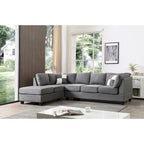 Malone 111-Inch Suede 4-Seater Sectional Sofa with Two Throw Pillows - Dimensions: 111L x 78W x 34H - image 35