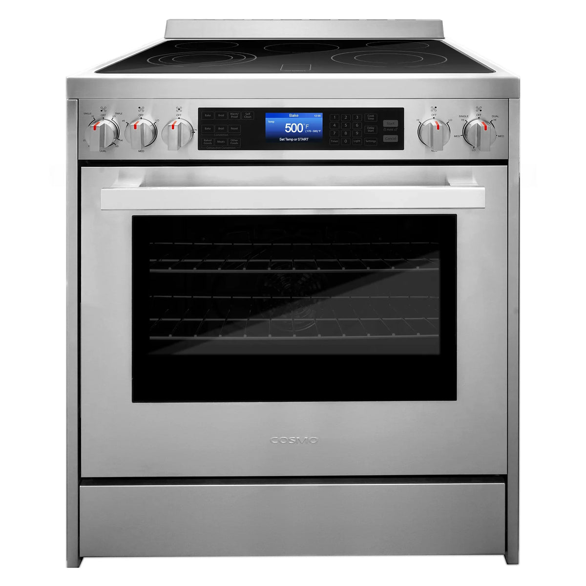 Cosmo 4 Piece Kitchen Appliance Package with 30" Freestanding Electric Range 30" Under Cabinet Range Hood 24" Built-in Integrated Dishwasher & French Door Refrigerator Kitchen Appliance Bundles - image 3