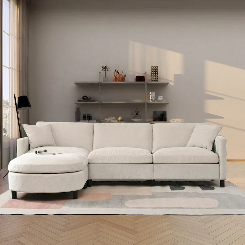 107.87" Sectional Sofa with Removable Seat and Back Cushions, Includes 1 Ottoman - image 3