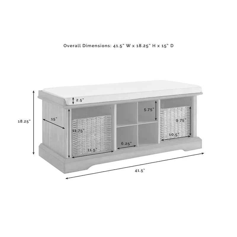 Crosley Brennan White Wooden Entryway Storage Bench - image 5
