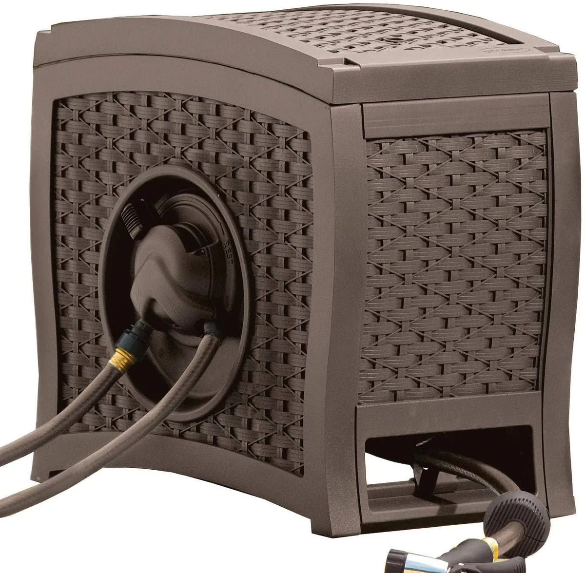 Suncast Aquawinder 125?? Wicker Garden Hose Reel ?C Lightweight Portable Hands ?C Free Water Powered Retractable Hose Reel ?C Java - image 1