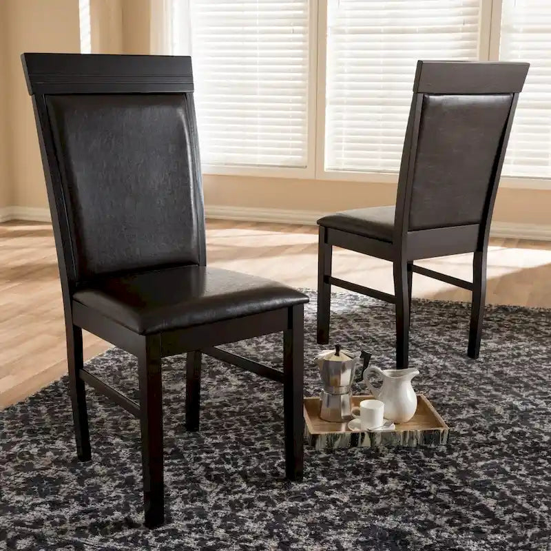 Modern Dark Brown Faux Leather Dining Chair Set by Baxton Studio - image 1