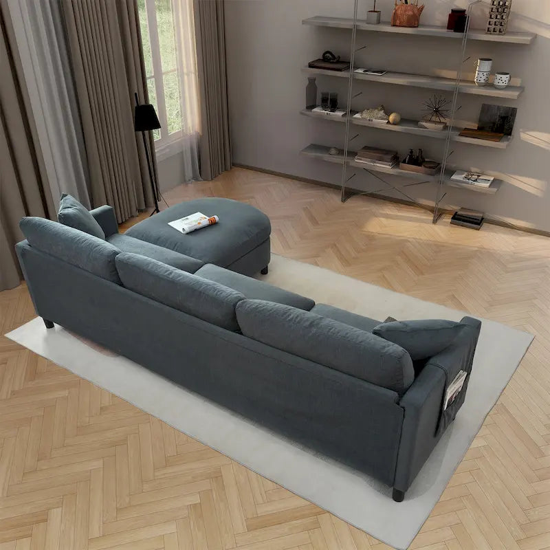 107.87" Sectional Sofa with Removable Seat and Back Cushions, Includes 1 Ottoman - image 10
