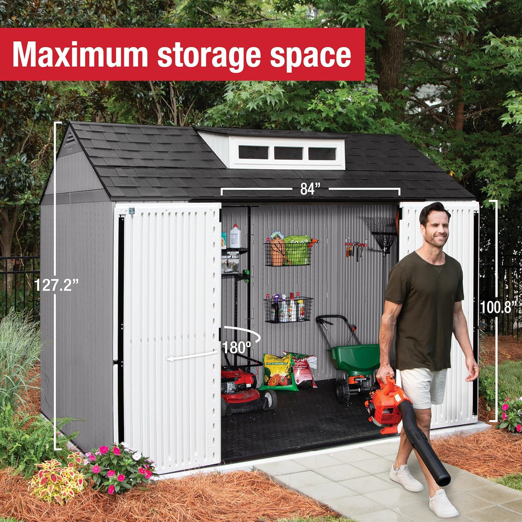 Rubbermaid Resin Outdoor Storage Shed With Floor Weather Resistant Gray Organization for Home - image 45