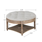 Round Storage Ottoman Coffee Table with Tufted Seat and Wooden Base - image 8