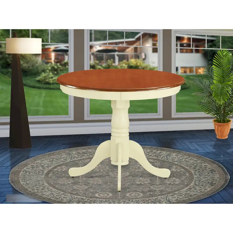 East West Furniture Antique Round Dining Table - 36x36 Inch Kitchen Table with Pedestal Base (Multiple Finish Options) - image 2