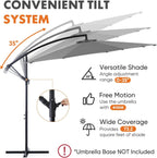 9.8FT Offset Patio Umbrella Hanging Cantilever Umbrella Outdoor Sun Shade with Easy Tilt Adjustment, 8 Ribs, UV Protection for Backyard, Lawn, Garden and Pool, Blue - image 7