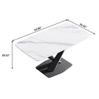 63-Inch Contemporary Dining Table with Slate Stone Surface and Metal Legs, Marble Finish - image 32