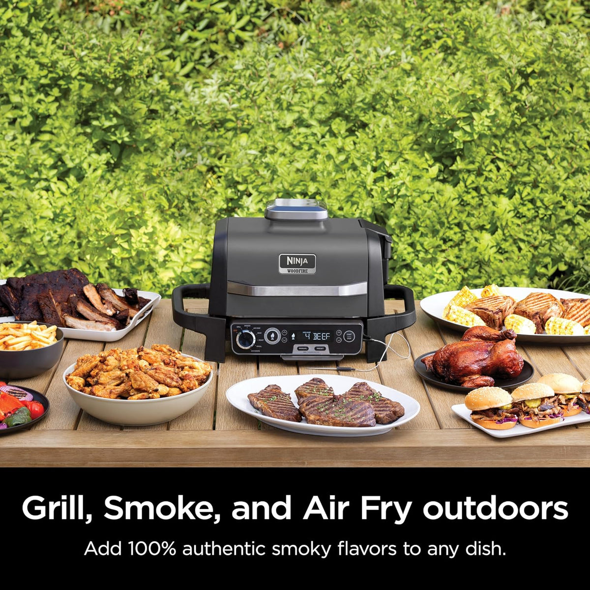 7-in-1 Grill & Smoker with Thermometer, Air Fryer, BBQ, Bake, Roast, Broil - Portable Electric Outdoor Grill, Grey - image 21