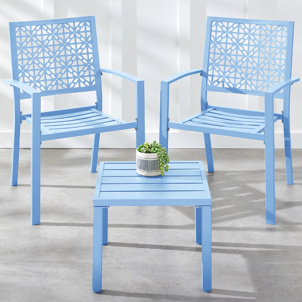 Best Choice Products 3-Piece Stackable Steel Outdoor Conversation Bistro Set, Patio Chat Furniture w/ 2 Chairs, Table- Black - image 30