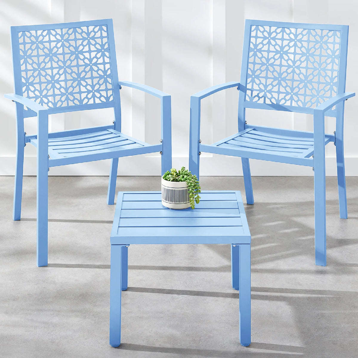 Best Choice Products 3-Piece Stackable Steel Outdoor Conversation Bistro Set, Patio Chat Furniture w/ 2 Chairs, Table- Black - image 30
