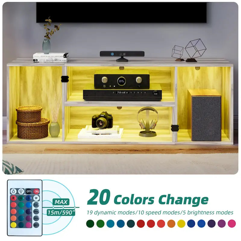 Modern Modular TV Stand with LED Lighting & Open Storage - image 8