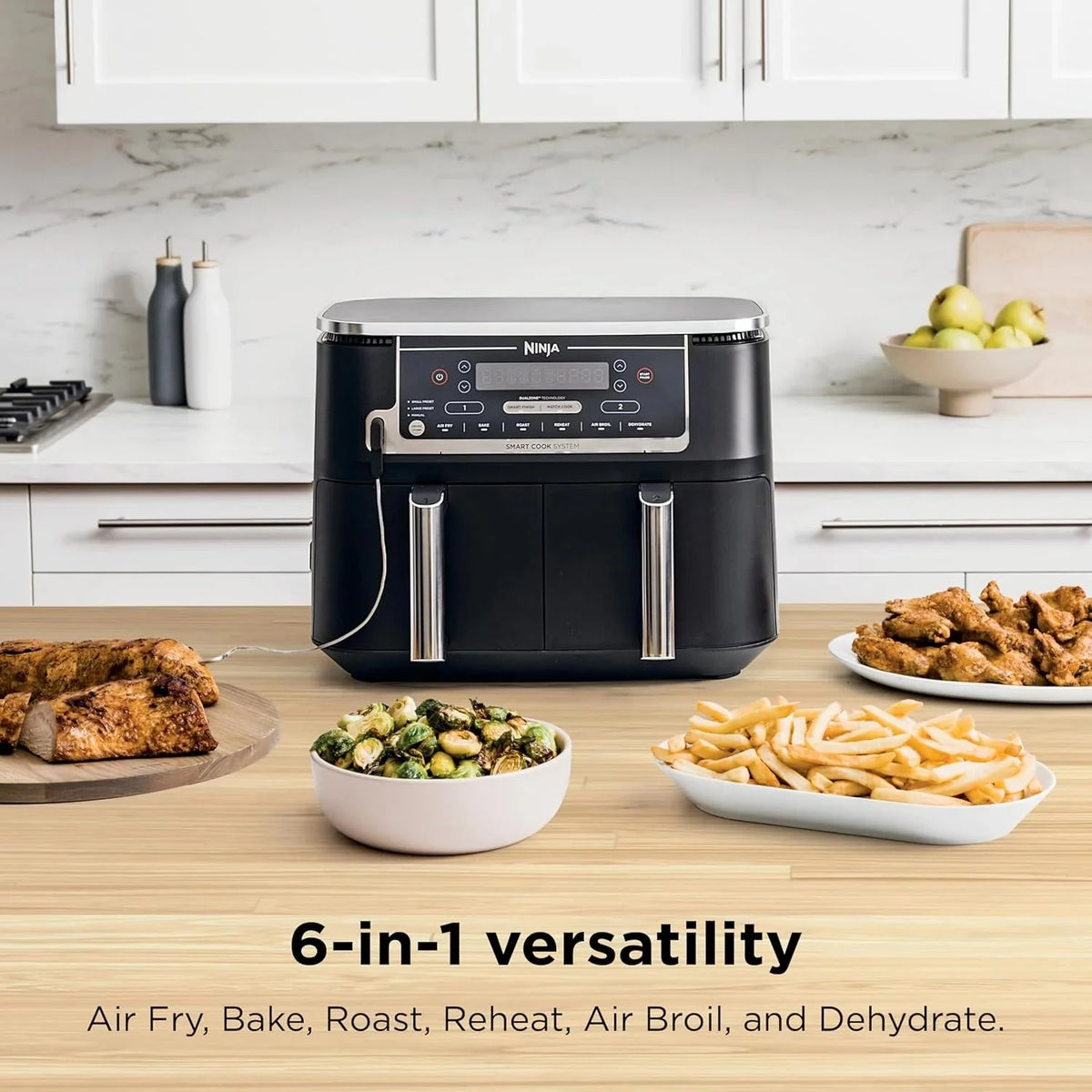 Ninja Foodi 10QT 6-in-1 DualZone Smart XL Air Fryer, 2 Independent 5QT Baskets, Smart Cook Thermometer, Match Cook, Smart Finish, Air Fry, Roast, Bake, Dehydrate, Reheat, Grey, DZ550 - image 17