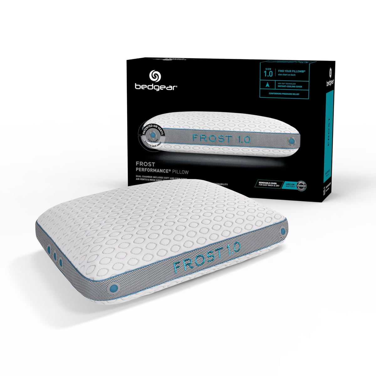 Bedgear Frost Performance Pillow - Size 3.0 - Cooling Bed Pillow for Hot Sleepers - Medium Firmness Pillow for All Sleep Positions, Hypoallergenic - image 3