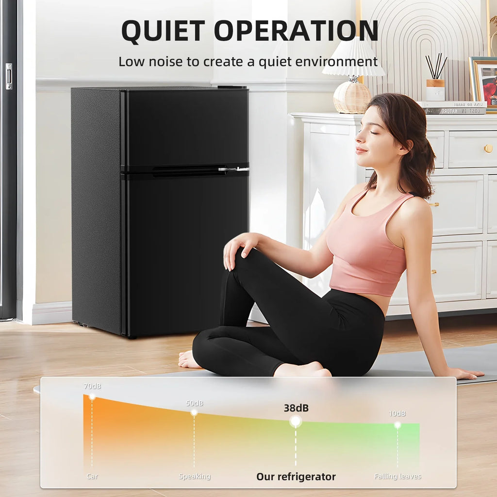 FREE VILLAGE Compact Refrigerator with Freezer,2 Door Mini Fridge,Adjustable Shelf,Small Fridge for Bedroom Office Dorm Kitchen,3.2 Cu.Ft. - image 6