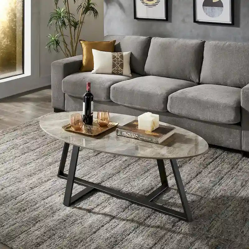 iNSPIRE Q Modern Jurmala Glossy Sintered Stone Tables with Grey Metal Base - image 2