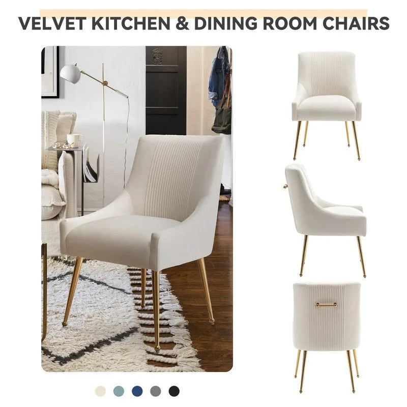 SEYNAR Set of 4 Modern Glam Boucle Velvet Dining or Vanity Chairs with Rear Handle - image 13
