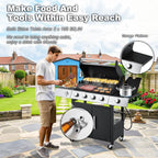 Upgraded 4 Burner BBQ Propane Gas Grill with Cast Iron Grates & Side Stove, 44,000 BTU Stainless Steel Burner Barbecue Grill for Patio, Camping, Outdoor Cooking. - image 56