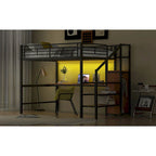 Complete Loft Bed Set with Desk, Storage Staircase, Compact Wardrobe, and LED Lighting - image 8