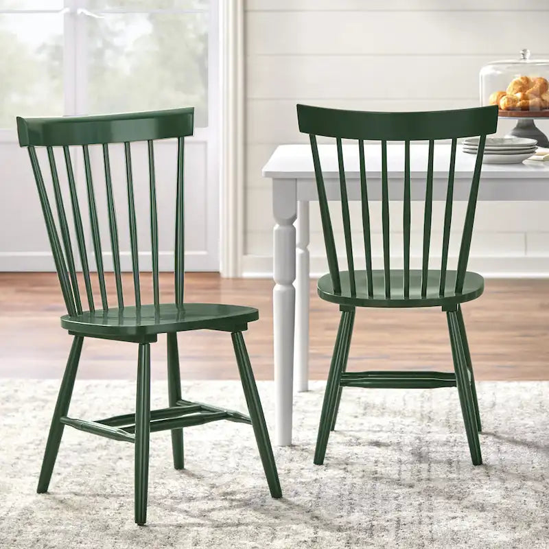 Set of 2 Spindle Back Dining Chairs Solid Rubberwood Farmhouse Style - image 13