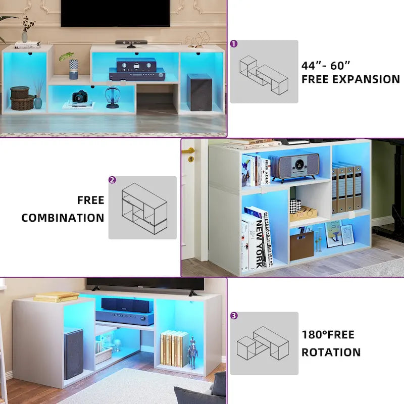 Modern Modular TV Stand with LED Lighting & Open Storage - image 18