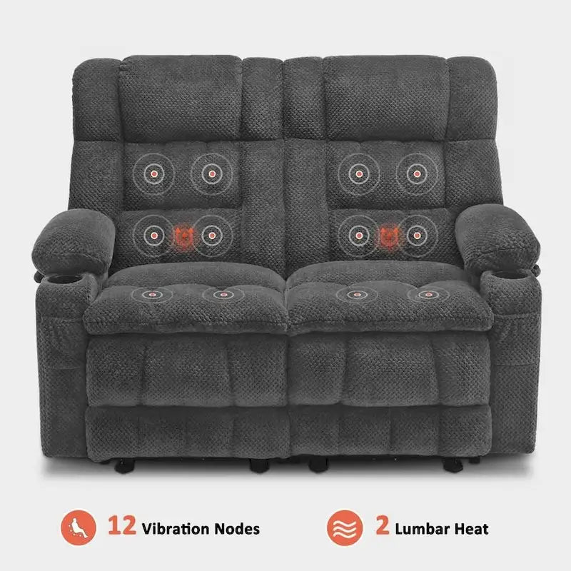 MCombo Power Loveseat Recliner, Electric Reclining Loveseat Sofa with Heat and Vibration, Cupholders, USB Charge Ports RS6314 - image 19