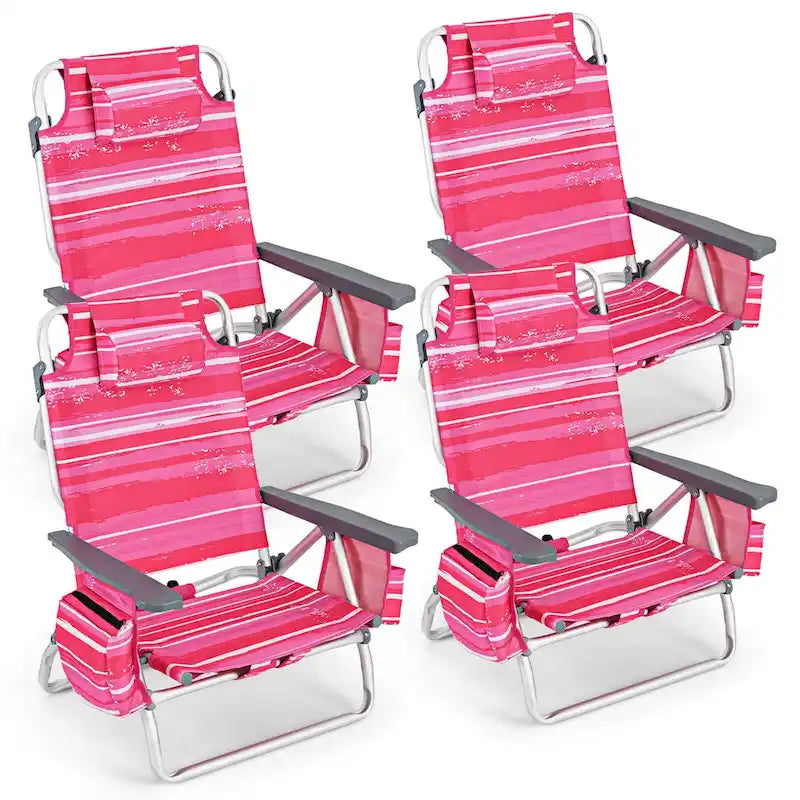 Costway 4-Pack Folding Backpack Beach Chair 5-Position Outdoor - See Details - image 9