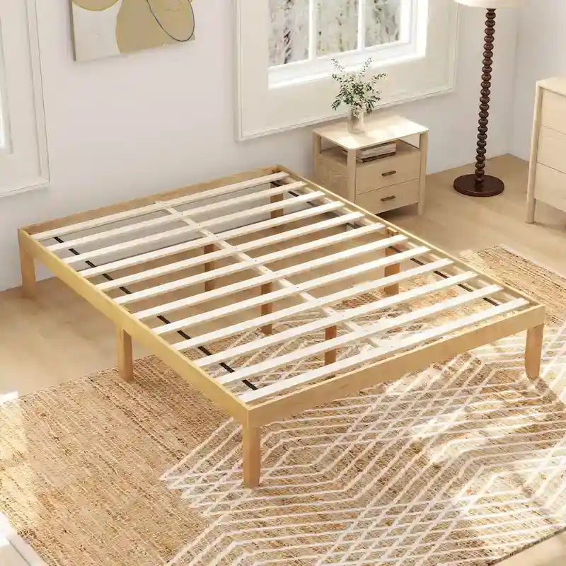 Costway 14-Inch Wooden Platform Bed Frame for Twin, Full, and Queen Sizes with Rubber Support - image 4