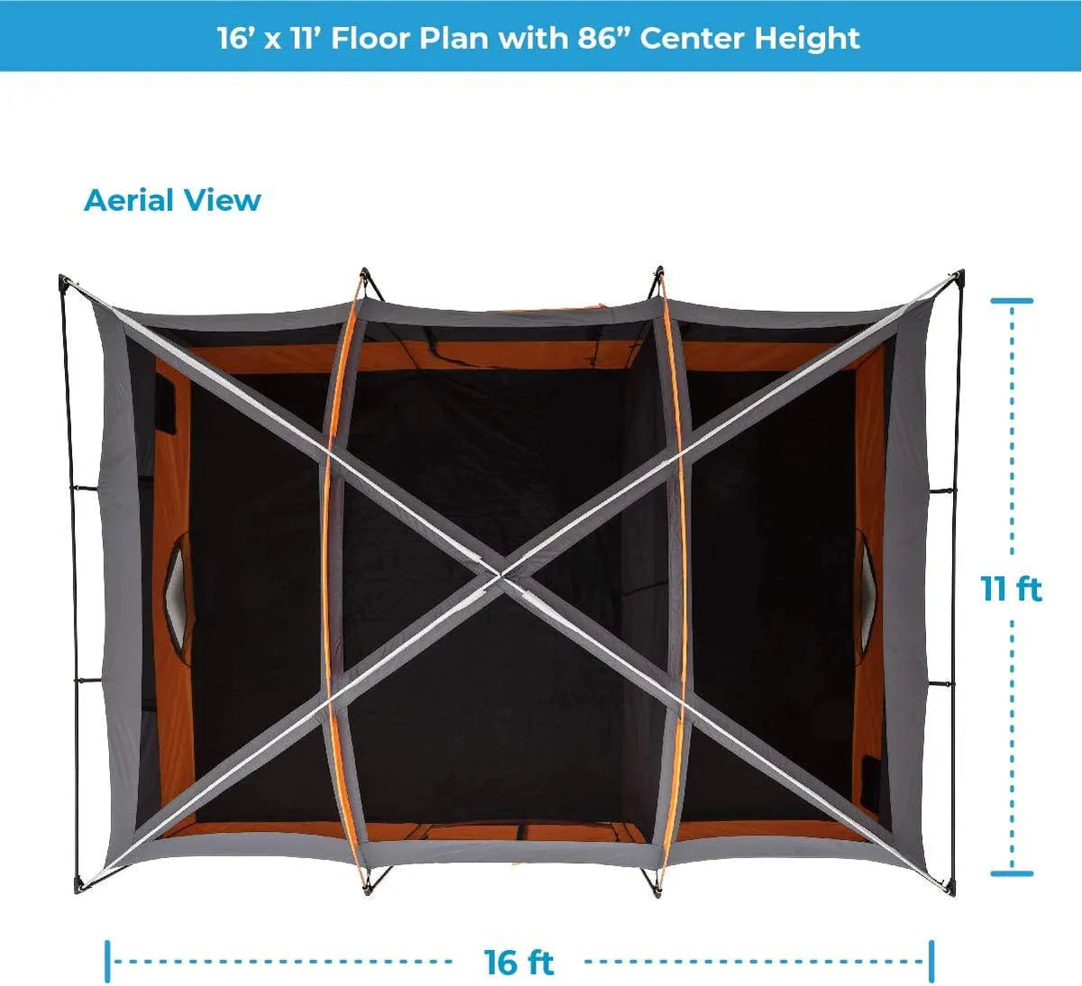 CORE Straight Wall Cabin Tents / 10 Person / 11 Person / 12 Person Large Multi Room Family Tents for Car Camping & Outdoor Adventures - image 25
