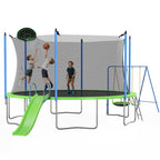 12FT Trampoline with Slide, Swings, SEGMART Recreational Trampoline with Basketball Hoop and Ladder, Heavy Duty Outdoor Backyard Trampoline with Net for Kids and Adults, Green - image 12