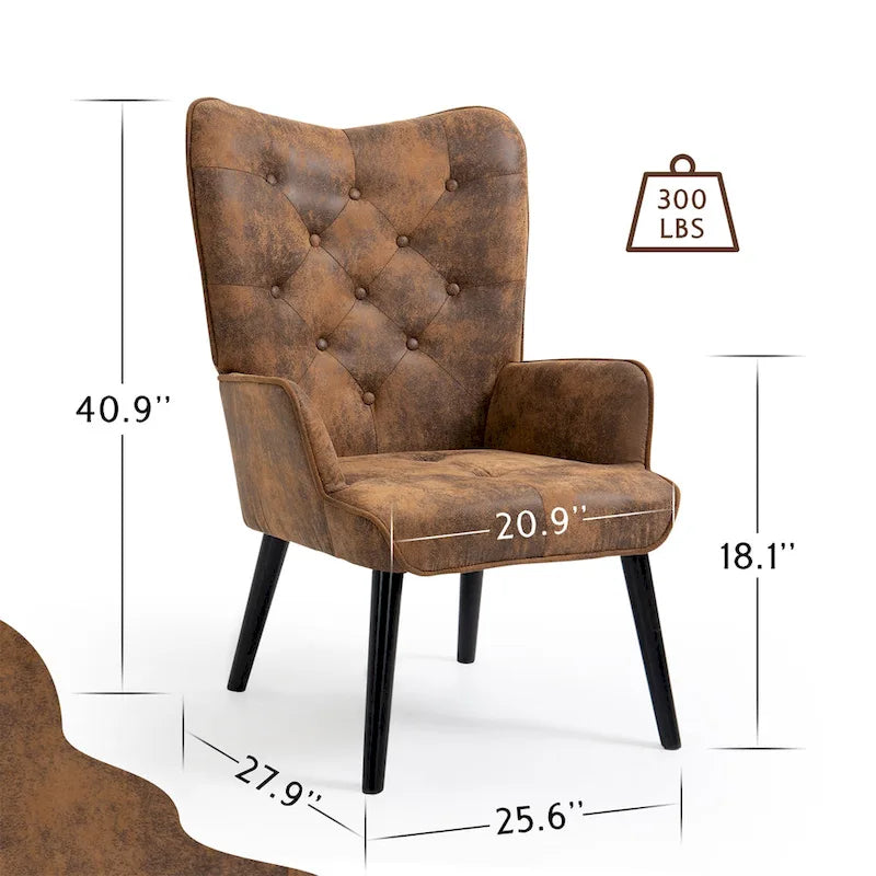 AVAWING Tufted Wingback Accent Chair with Arms - Rustic Design - image 6