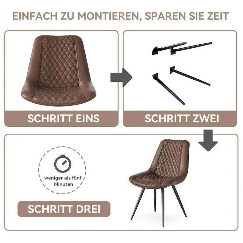Set of 2 Leather Dining Chairs with Metal Legs - image 16