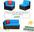 Devoko 5 Pieces Patio Furniture Sets All Weather Outdoor Sectional Patio Sofa Manual Weaving Wicker Rattan Patio Seating Sofas with Cushion and Glass Table(Beige) - image 21