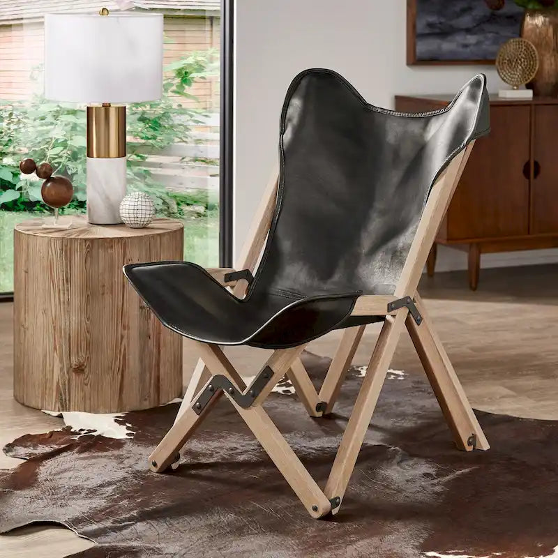 Cantu Authentic Top Grain Leather Tripolina Sling Chair by iNSPIRE Q Modern - image 8