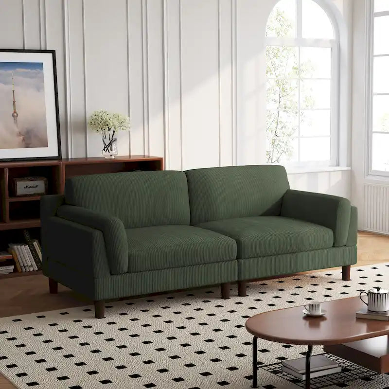 90-Inch Oversized Corduroy Sofa for Living Room with Reversible Cushions - image 8