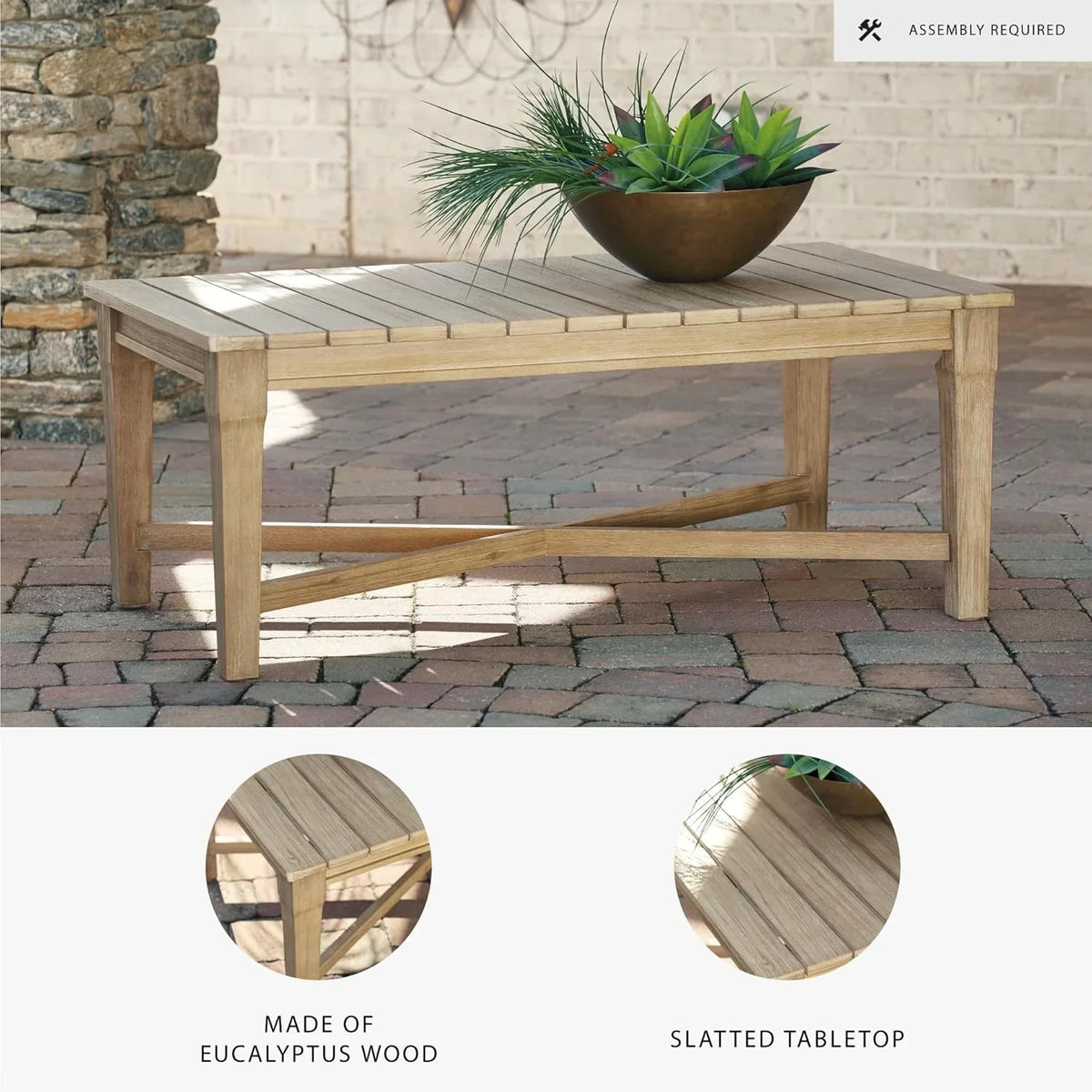 Signature Design by Ashley Clare View Coastal Outdoor Patio Eucalyptus Sofa with Cushions, Beige - image 59