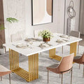 Modern Dining Table with Rectangular Top and Metal Base for 6 to 8 Seating - image 2