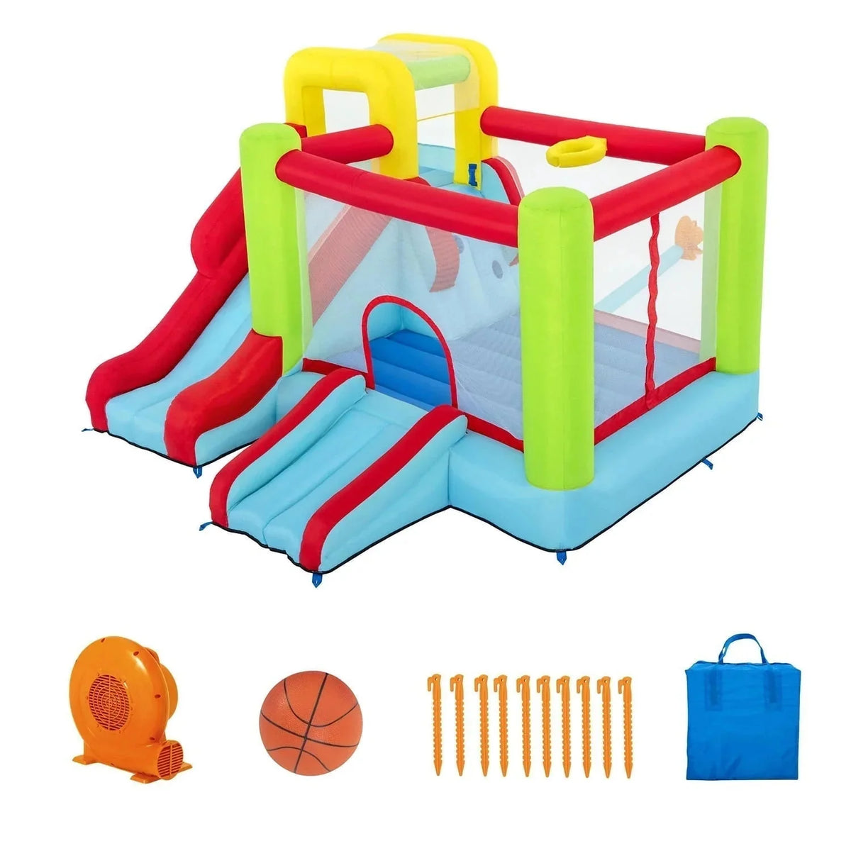 Up, In and Over Wonder Hoops 10' Inflatable Bounce House Park with Basketball and Slide. 126 - image 3
